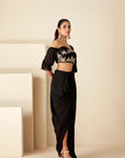 Off Shoulder Pre Drape Saree with Beautifully Hand Embroidered Zardosi