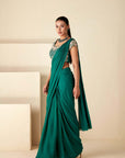 Beautifully Handcrafted Blouse with Embroidery with a Pre Draped Saree