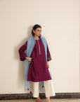 Khushboo & Pankaj Wine Berry Kurta Set with Organza Dupatta