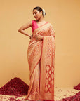 Traditional Georgette Bandhani Banarasee Saree in Orange Shading