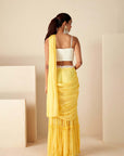 Pre Drape Sharara Saree with Handcrafted Bustier Blouse
