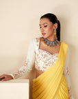 Blush Pink Printed Saree with Elegant Padded Blouse - White