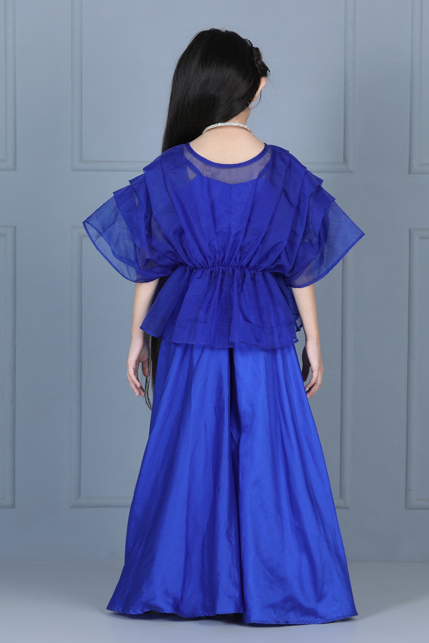 Organza Top with Embroidered Plazzo