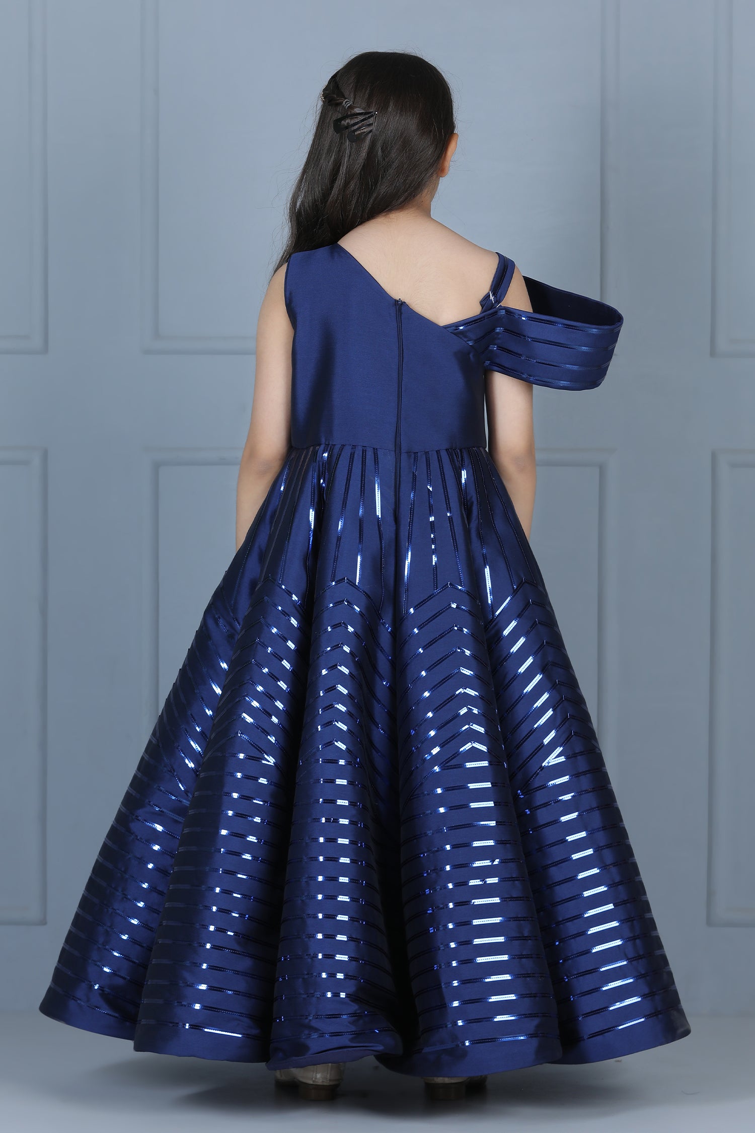 Glossy Taping Embllished Gown