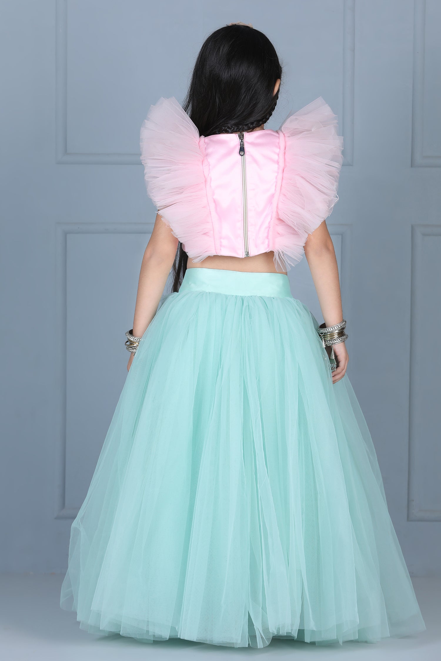 Crop Top and Skirt with Embroidery