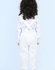 Suspender Pant,Shirt & Bow Set - White
