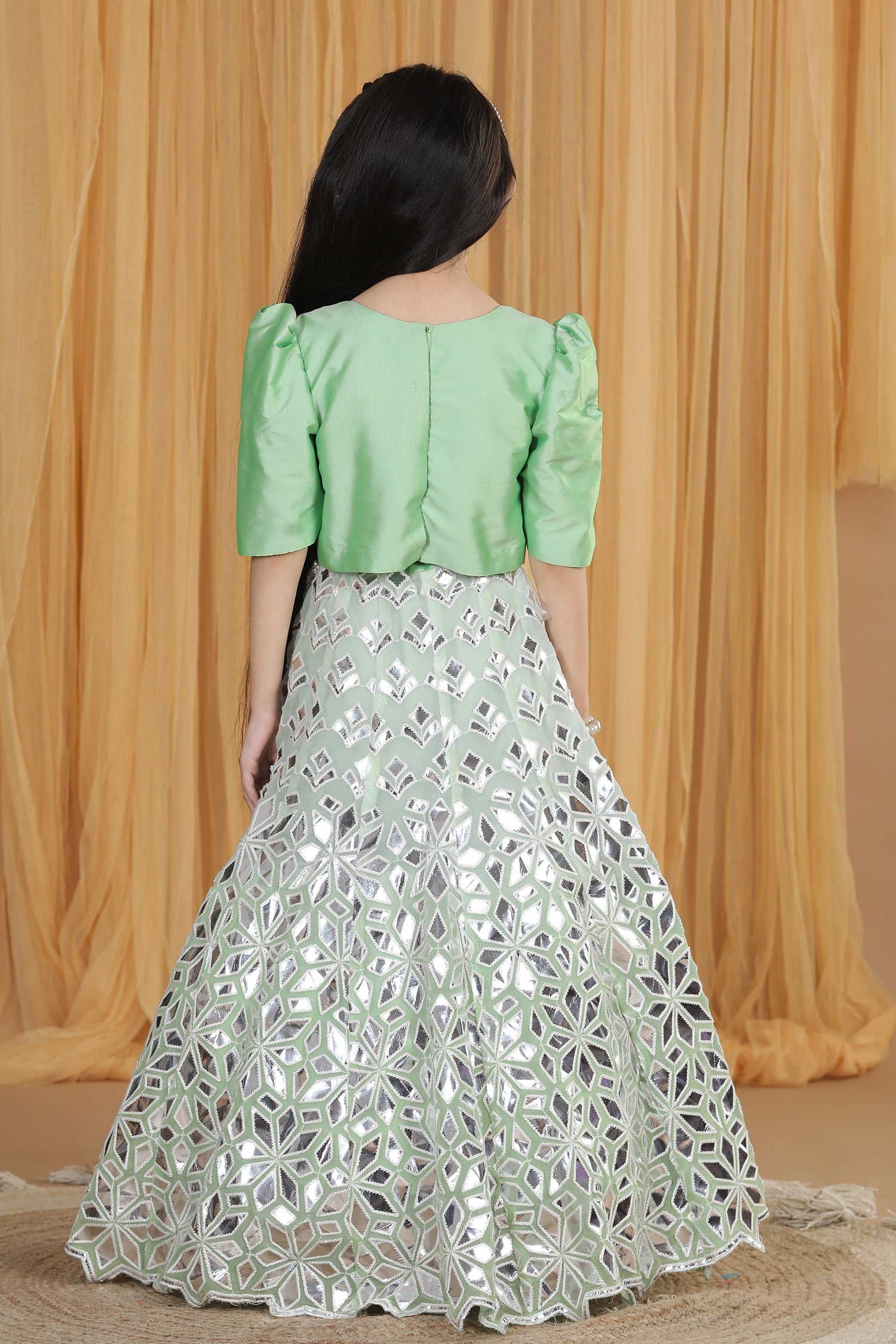 Leather Work Lehenga Set