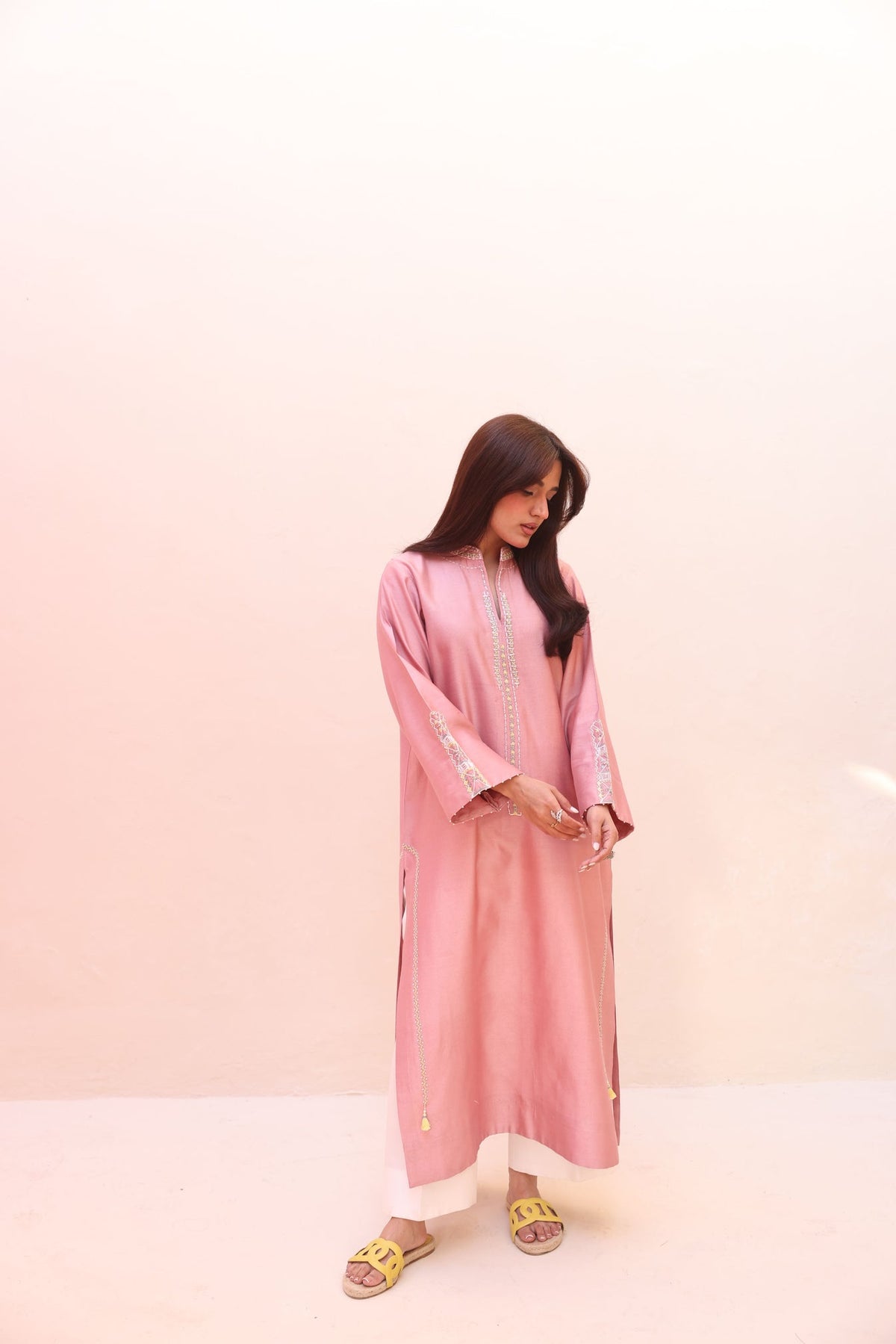 Khushboo &amp; Pankaj Rose Blush Embroidered Kurta Set