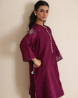 Khushboo & Pankaj Wine Berry Kurta Set with Organza Dupatta