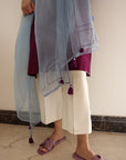Khushboo & Pankaj Wine Berry Kurta Set with Organza Dupatta