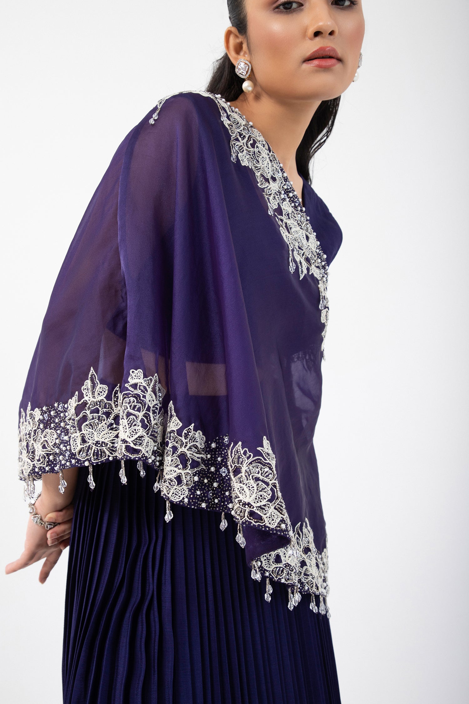 Diamond Dew One Shoulder Cape Set