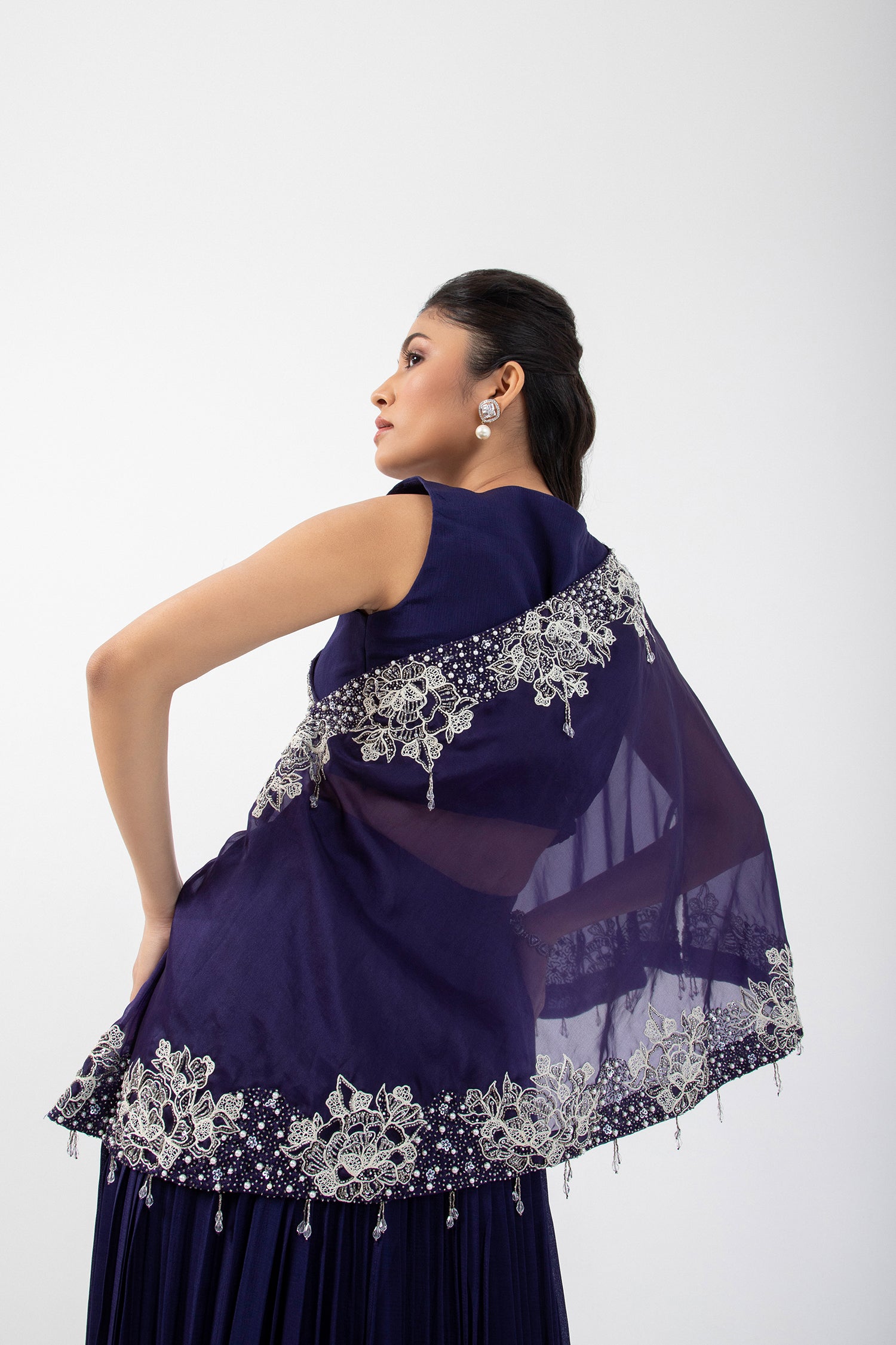 Diamond Dew One Shoulder Cape Set