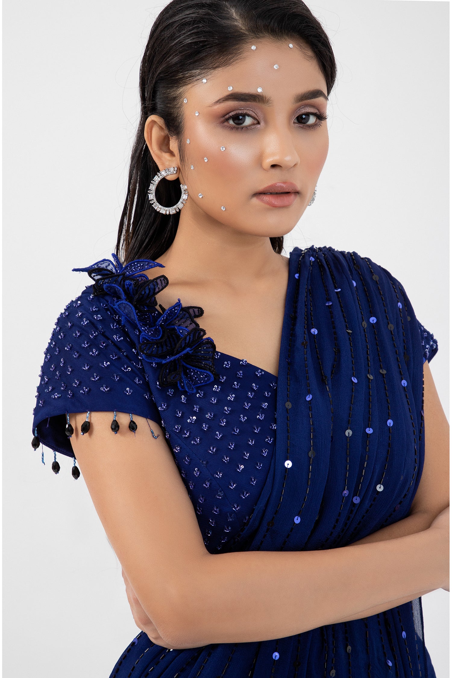 Eden Blue Drape Saree Set