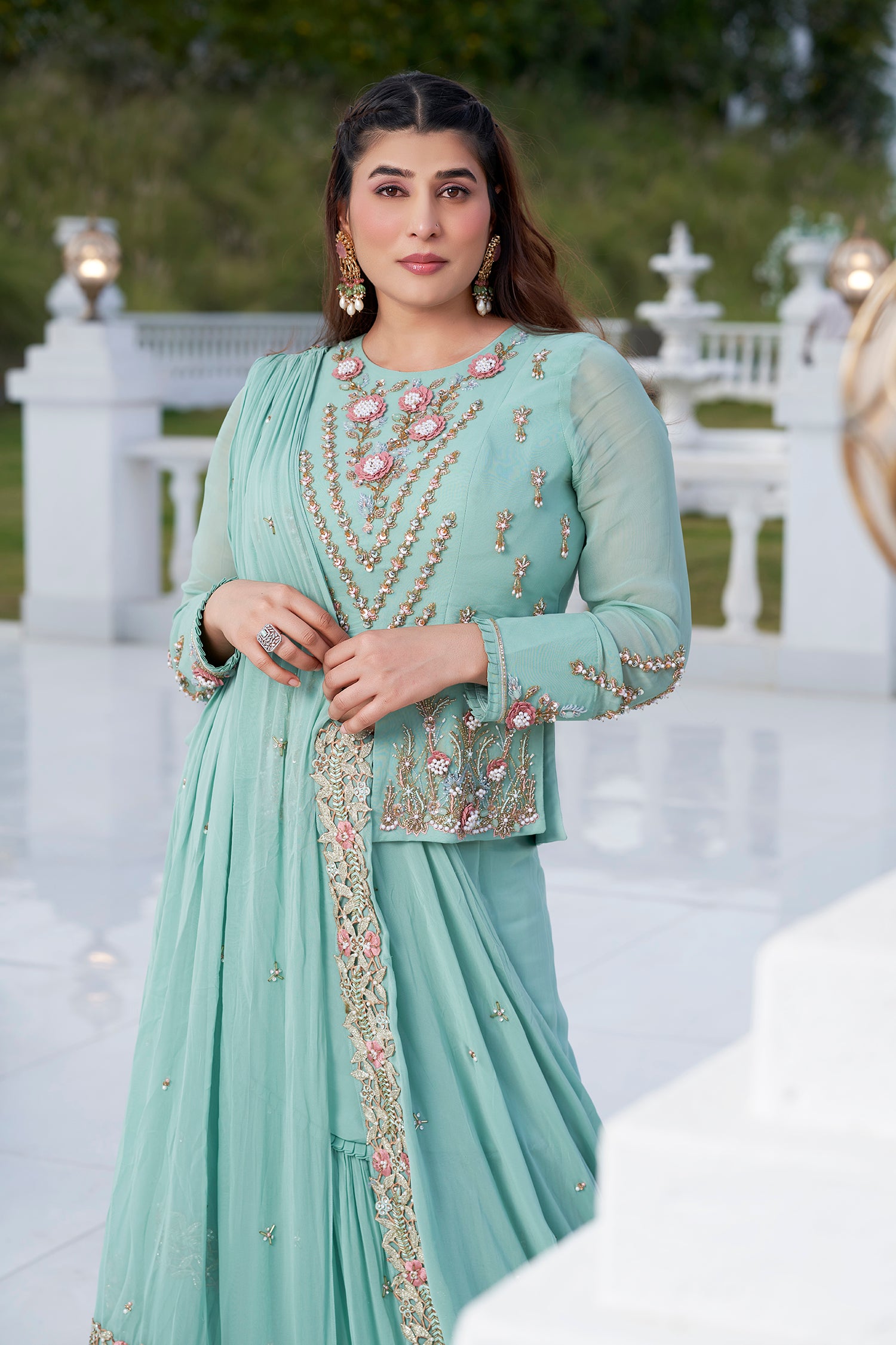 Flower Peplum Saree