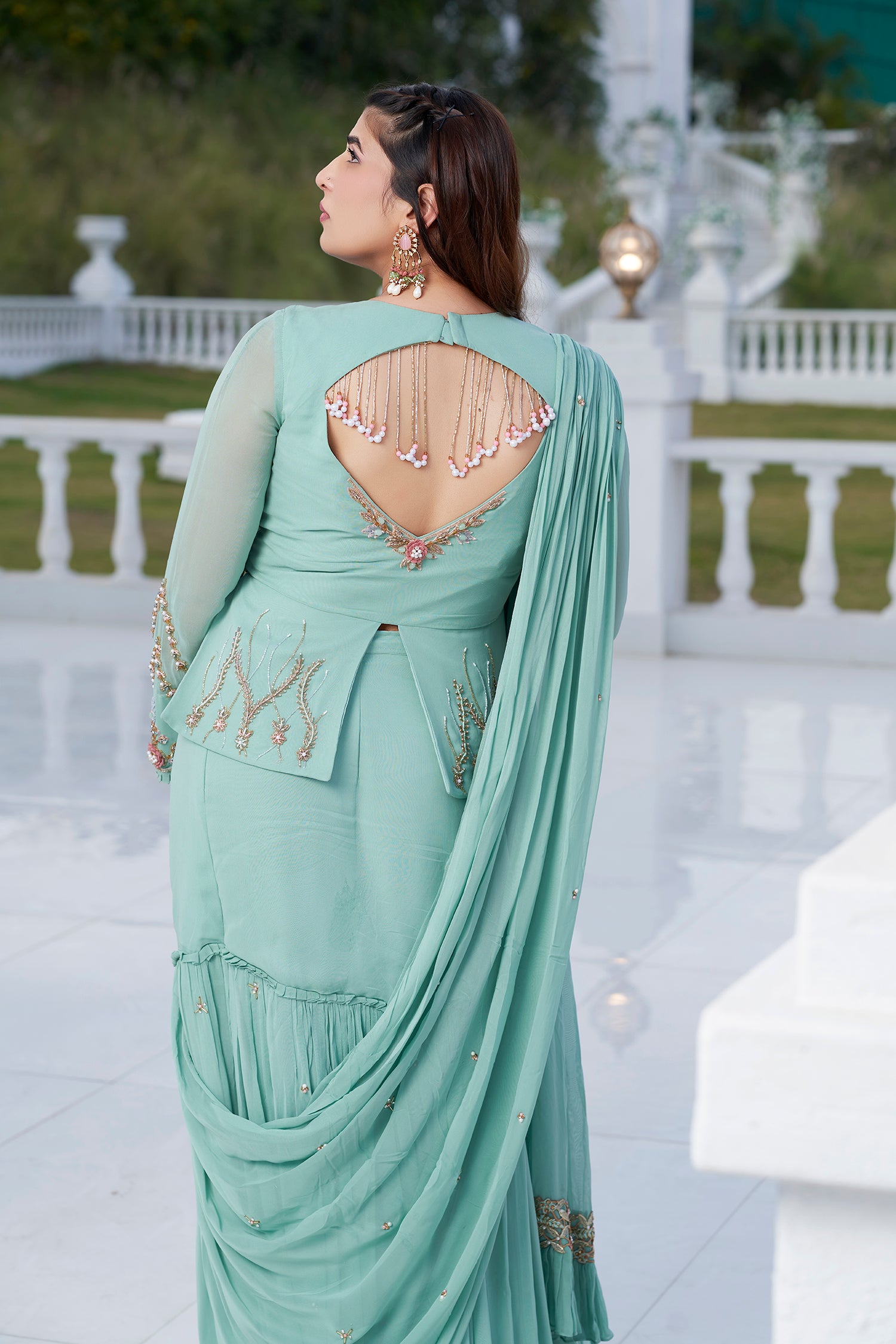 Flower Peplum Saree