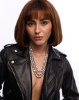 Triple Baroque Pearl Necklace - Silver