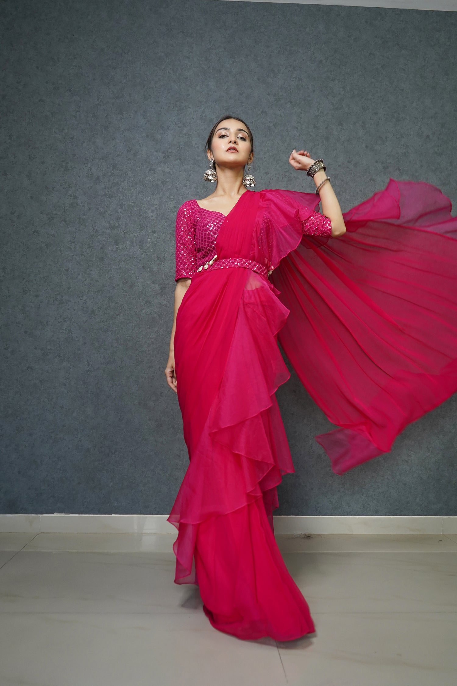 Fuchsia Pre Draped Saree
