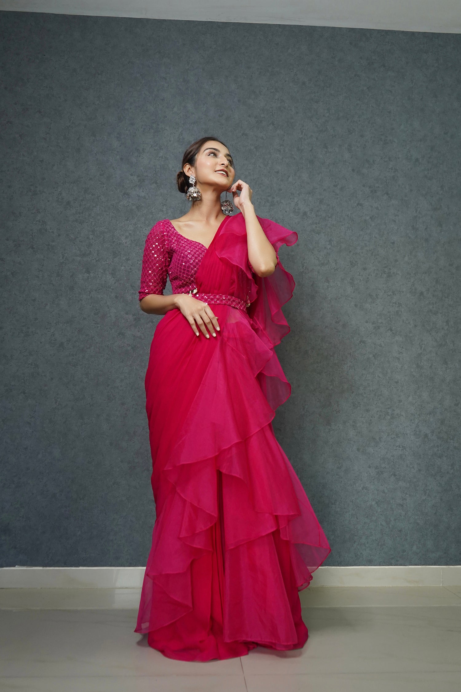 Fuchsia Pre Draped Saree