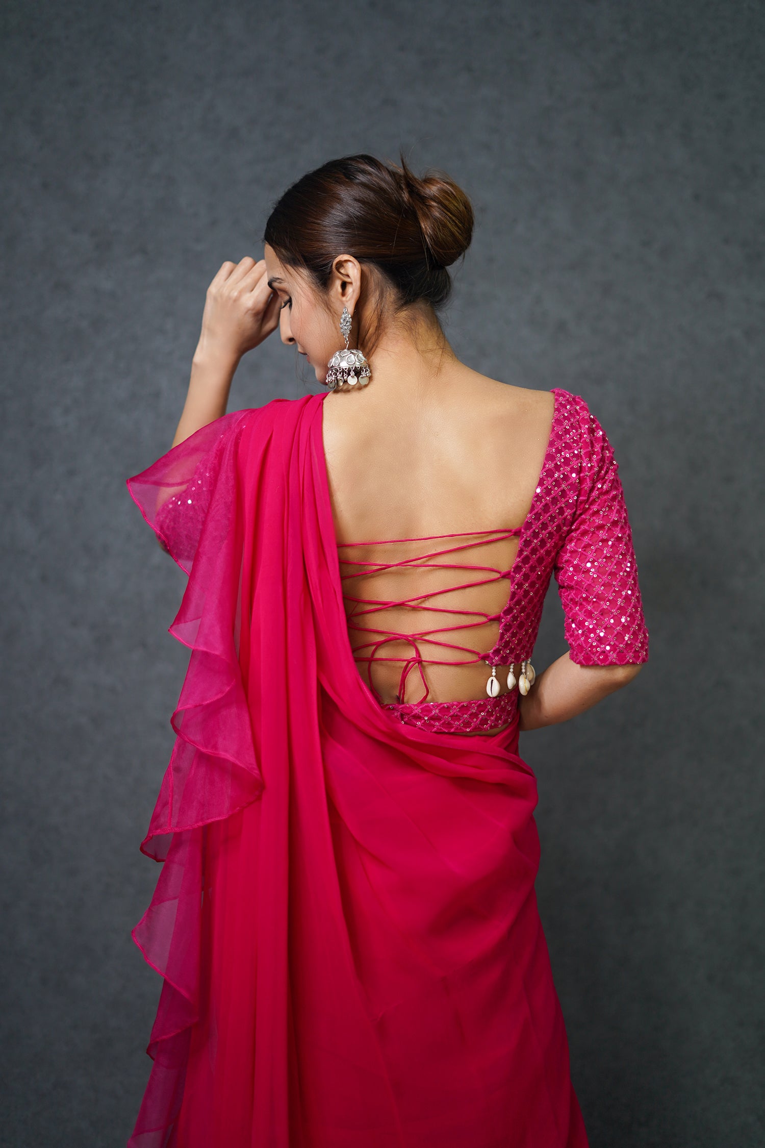 Fuchsia Pre Draped Saree
