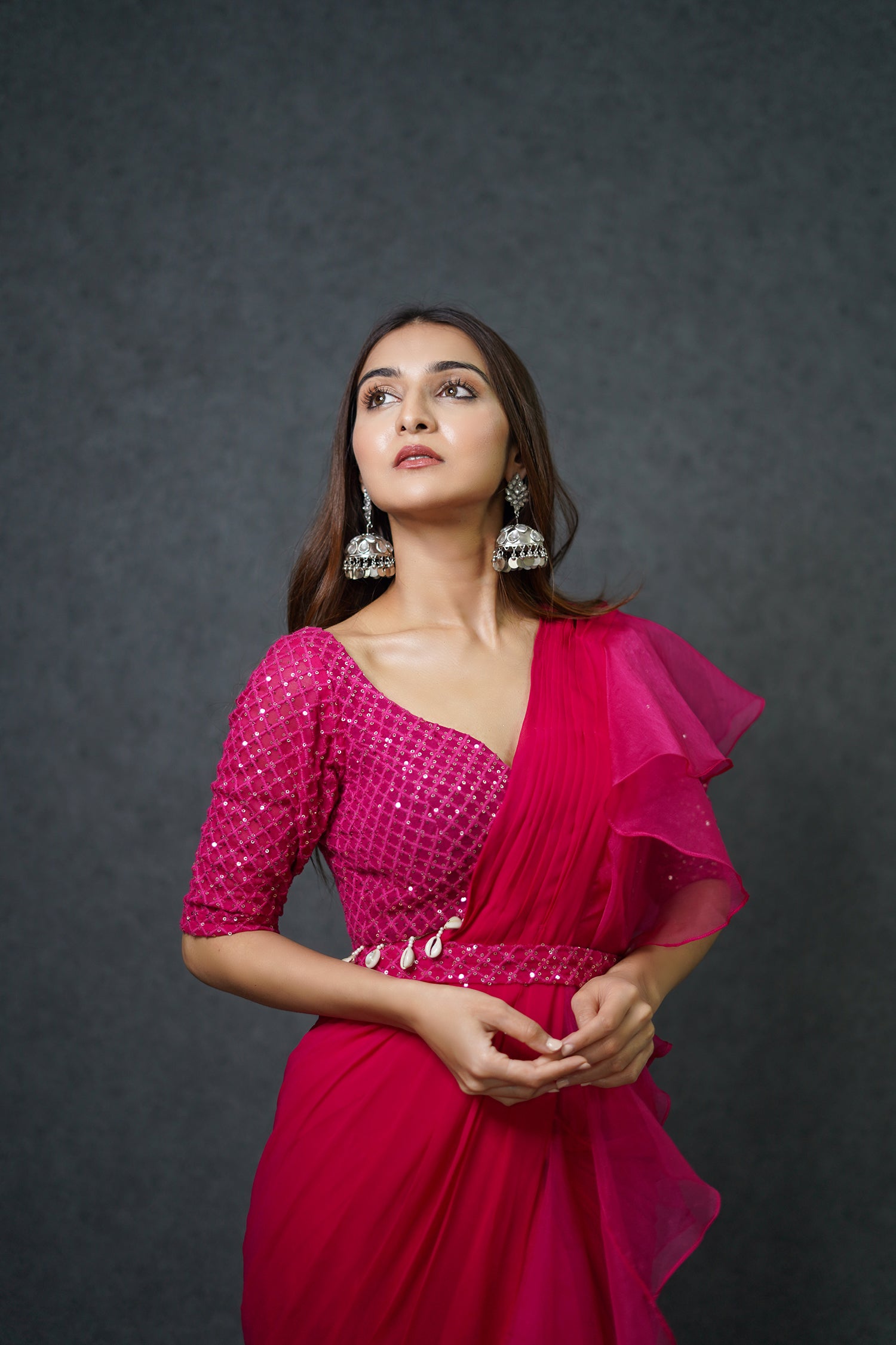 Fuchsia Pre Draped Saree