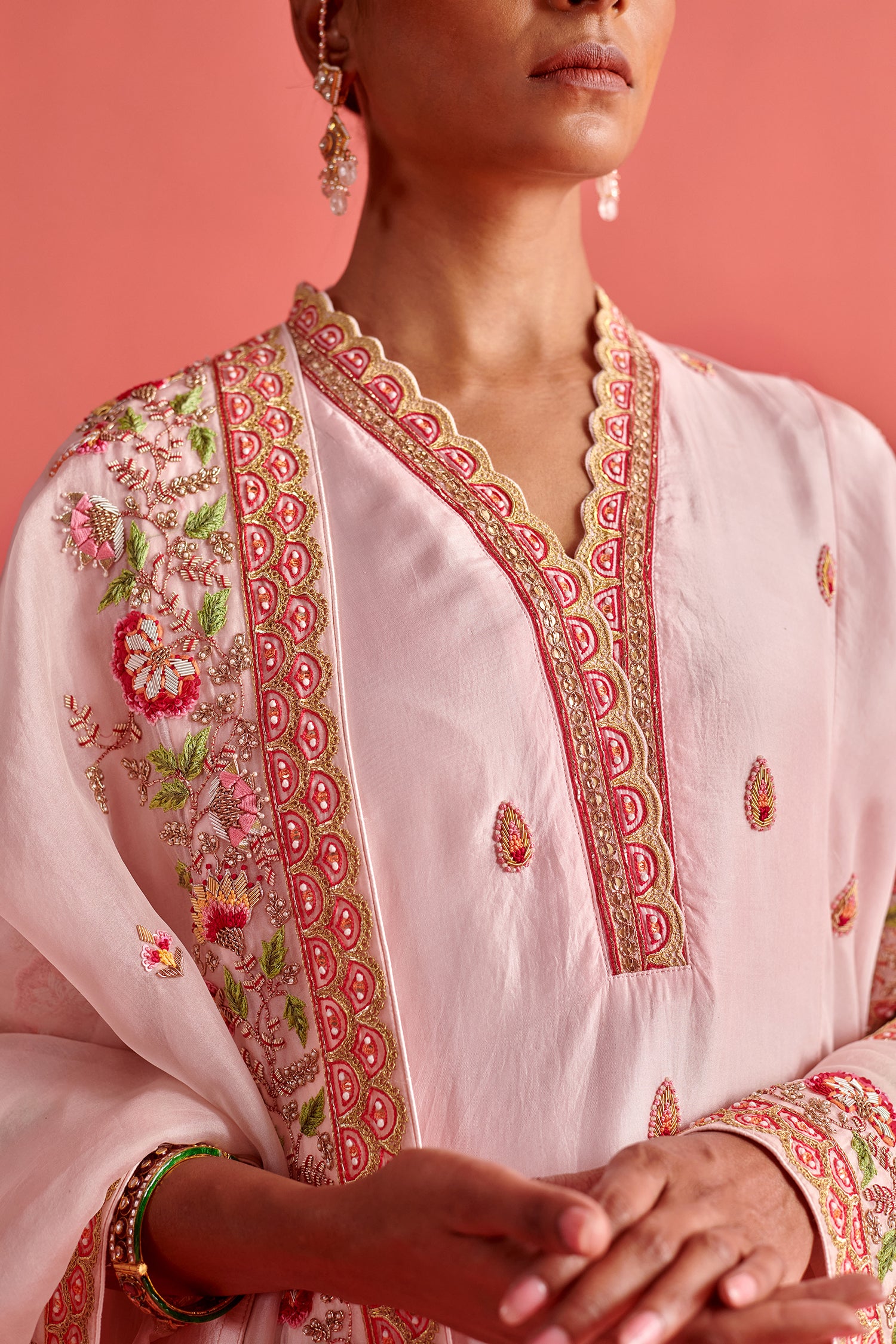 Pure Silk Kurti With Organza Dupatta