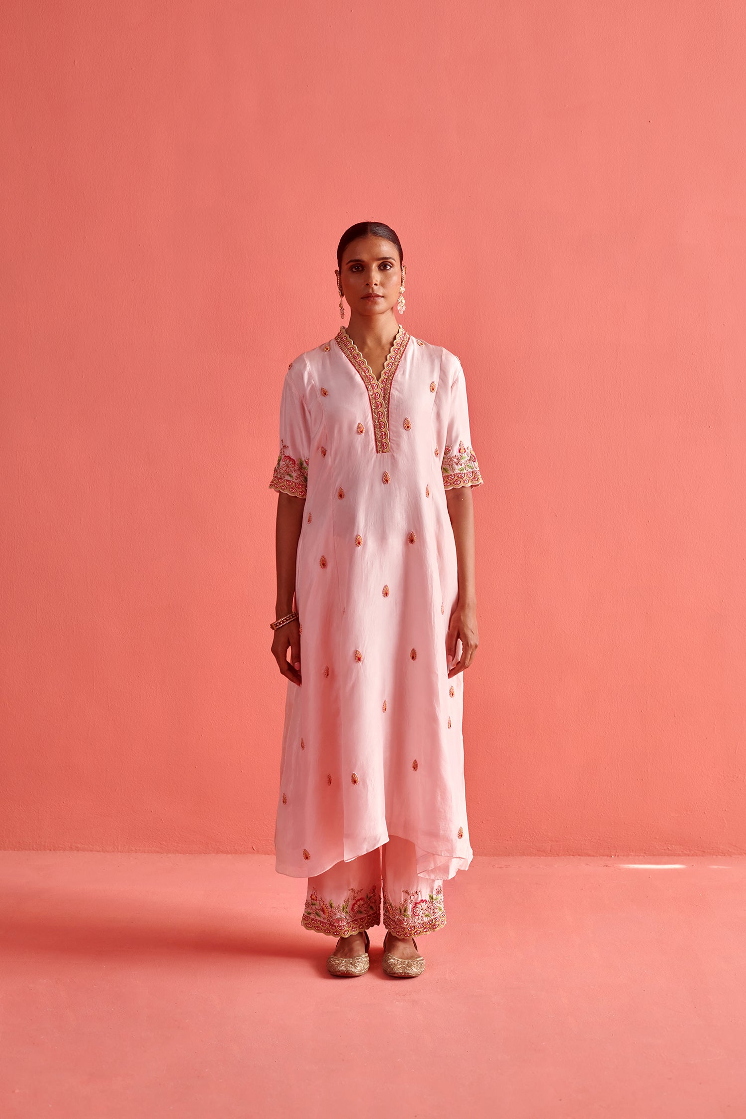 Pure Silk Kurti With Organza Dupatta