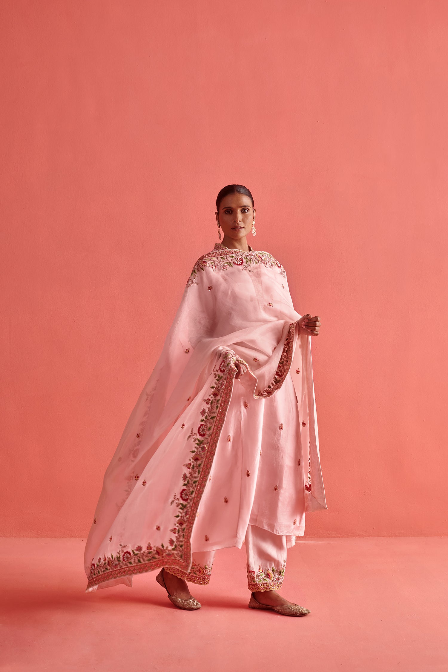 Pure Silk Kurti With Organza Dupatta