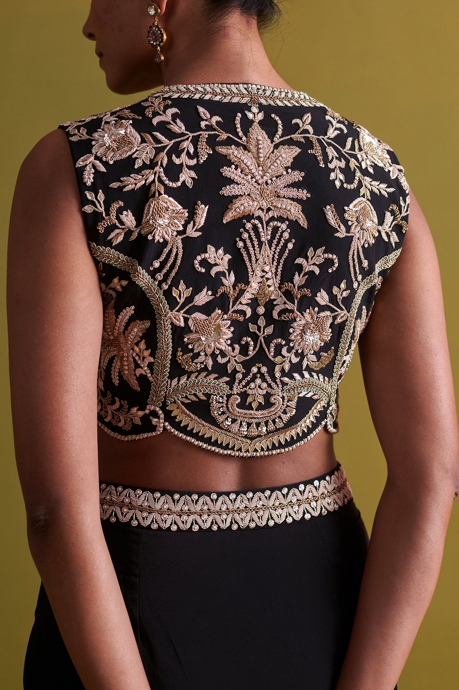 Black Hand Embroidered Bustier