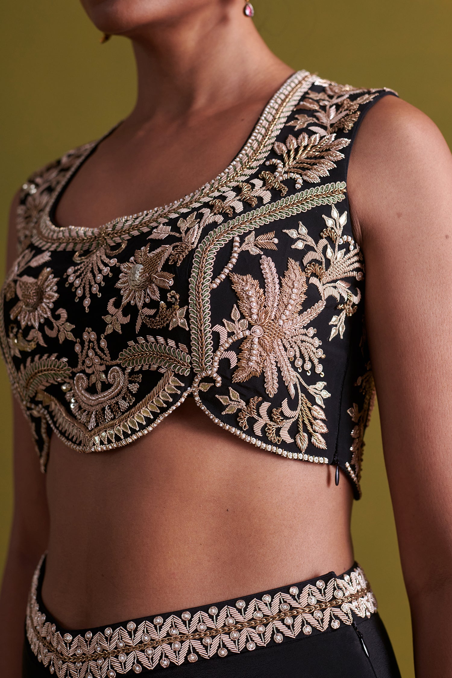 Black Hand Embroidered Bustier