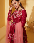 Intricately Sequin Embroidered Anarkali with Pleated Ombre Flare
