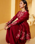 Intricately Sequin Embroidered Anarkali with Pleated Ombre Flare