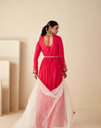 Intricately Sequin Embroidered Anarkali with Pleated Ombre Flare