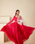 Intricately Sequin Embroidered Anarkali with Pleated Ombre Flare