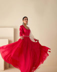 Intricately Sequin Embroidered Anarkali with Pleated Ombre Flare