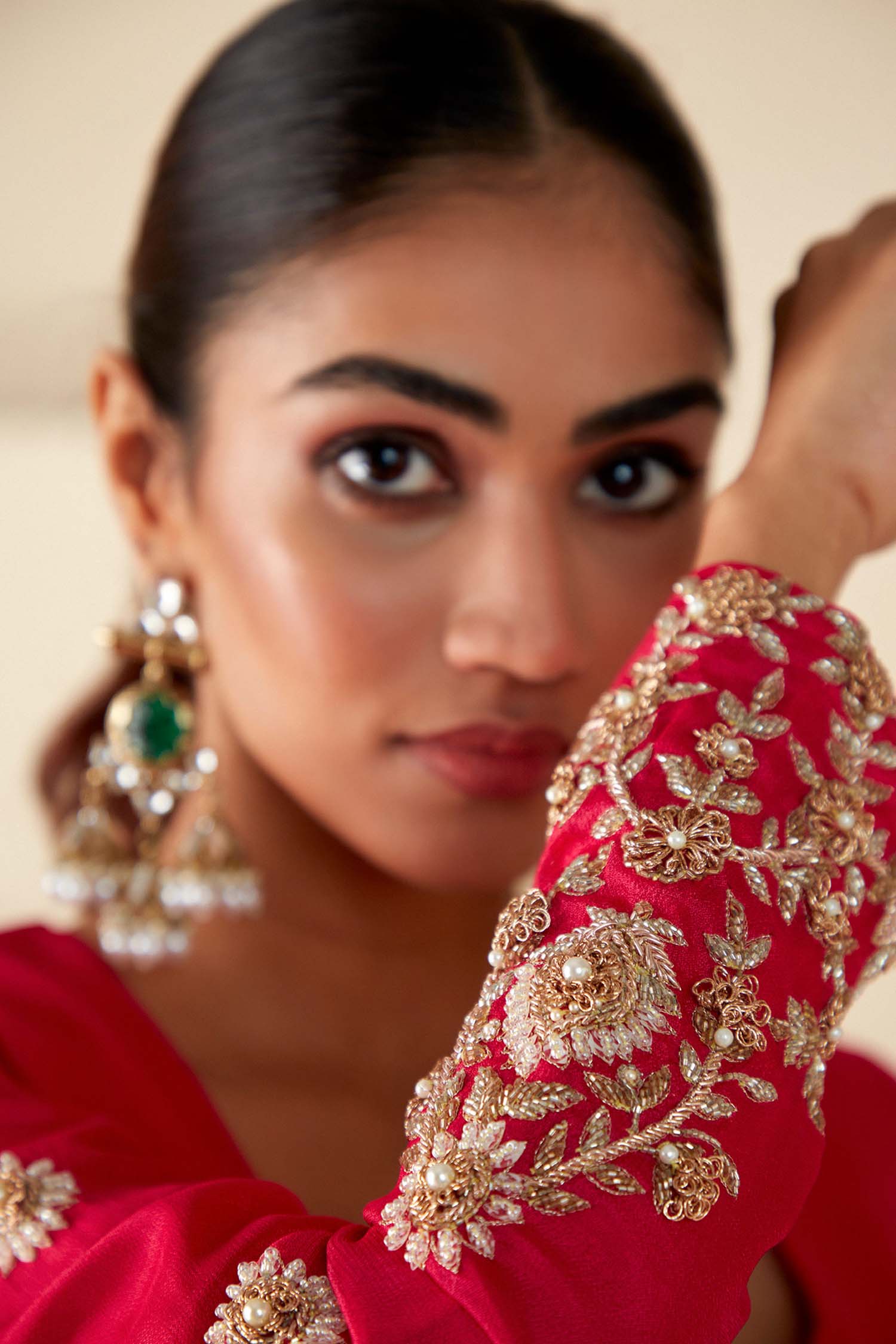 Intricately Sequin Embroidered Anarkali with Pleated Ombre Flare