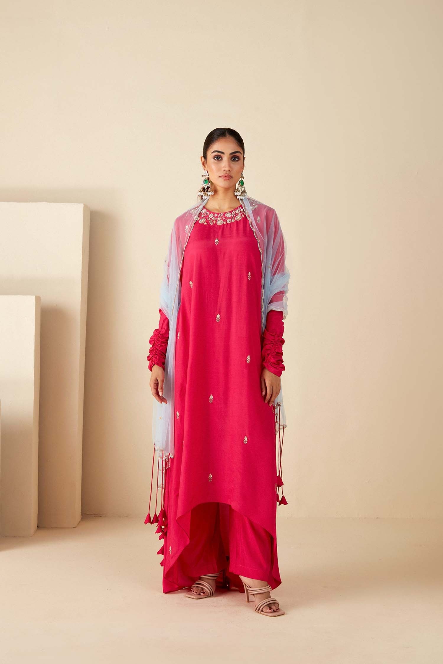 Intricately Sequin Embroidered Ombre Georgette Anarkali Set