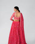 Lilac Georgette Crepe Lehenga with Hand Embroidered Blouse and Ruffle Dupatta