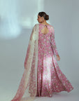 Sequin Embroidered Ombre Anarkali with Pleated Flare and Gathered Sleeves