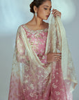Sequin Embroidered Ombre Anarkali with Pleated Flare and Gathered Sleeves