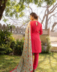 Intricately Handcrafted Kurta with A Printed Contrasting Dupatta