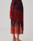 Burnt Wine Fringe Skirt