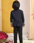 Black Thread Embroidery Sherwani Set