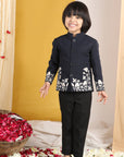Black Thread Embroidery Sherwani Set