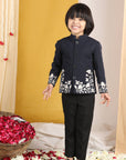 Black Thread Embroidery Sherwani Set