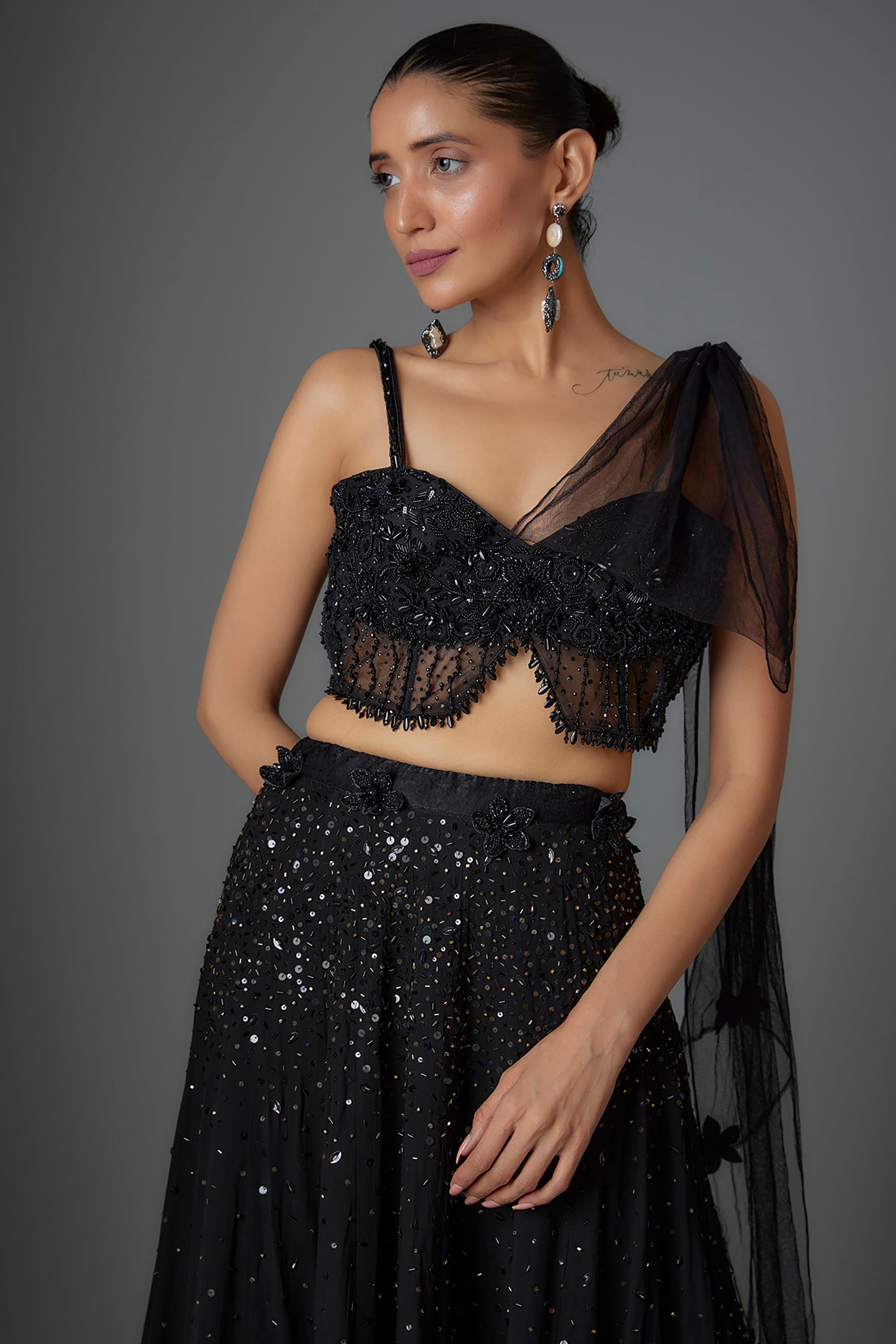 Pipe Embroidered Layerd Lehenga