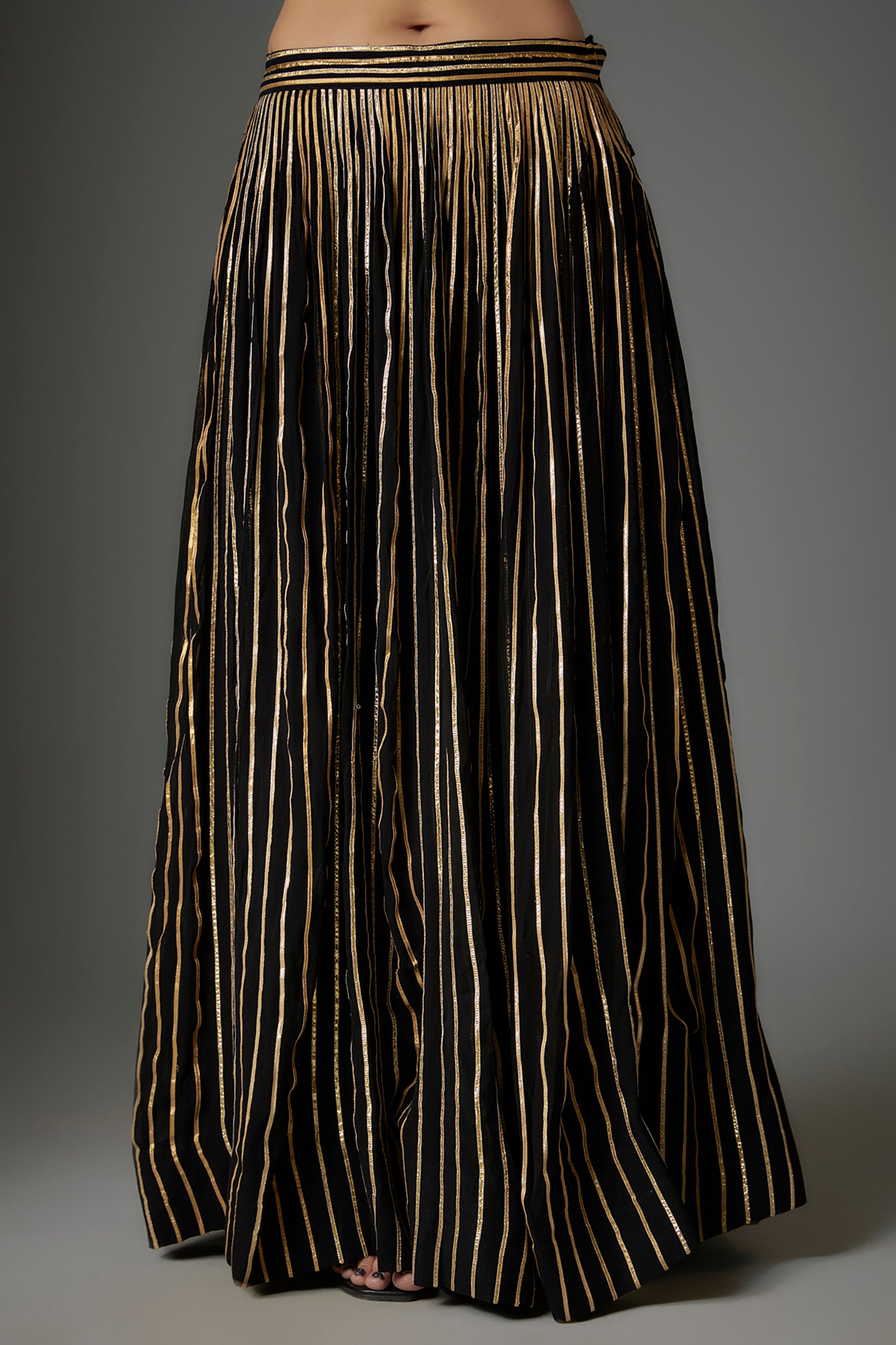 Black Gerogette Gota Patti Skirt