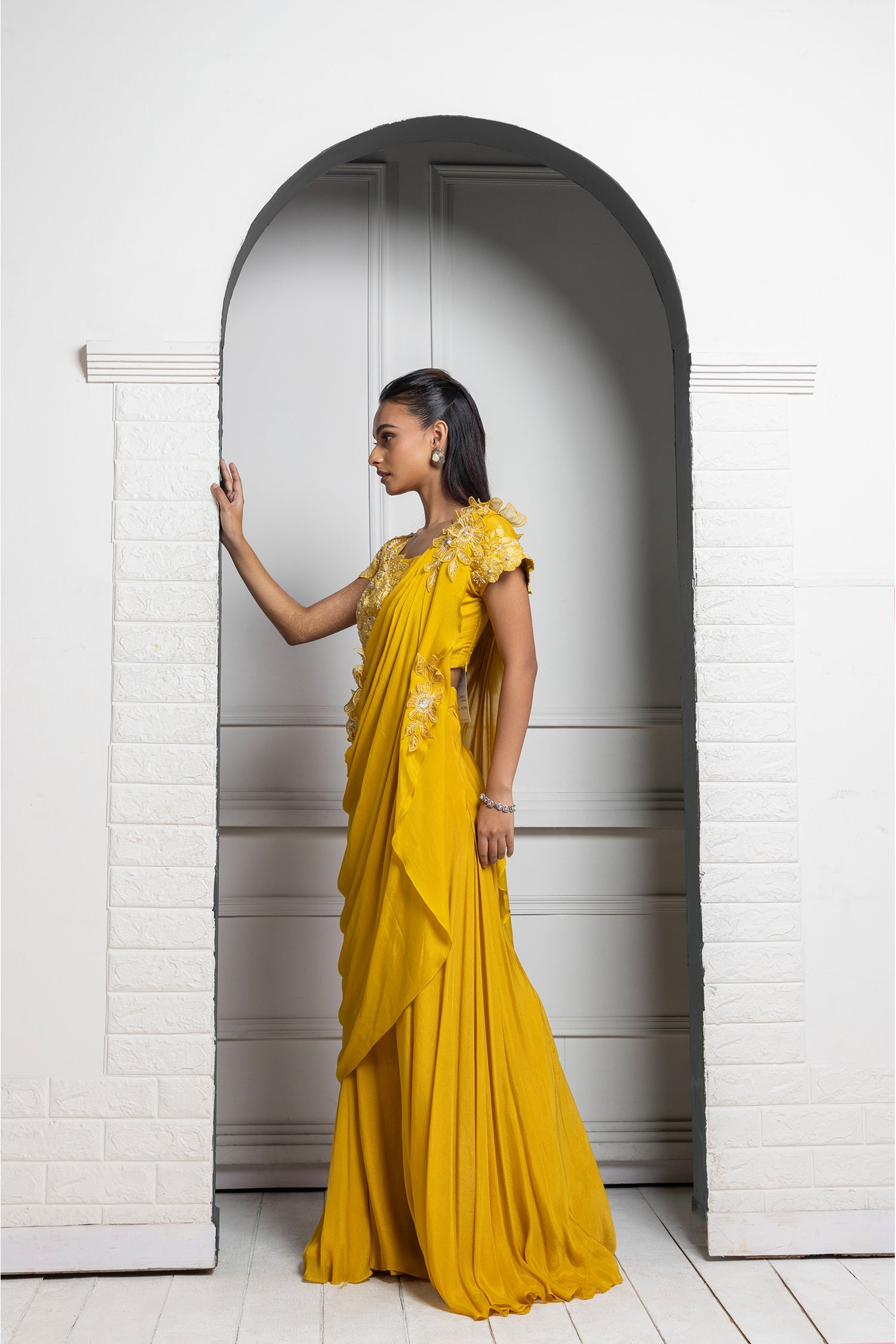 Yellow Blossom Drape Pant Set
