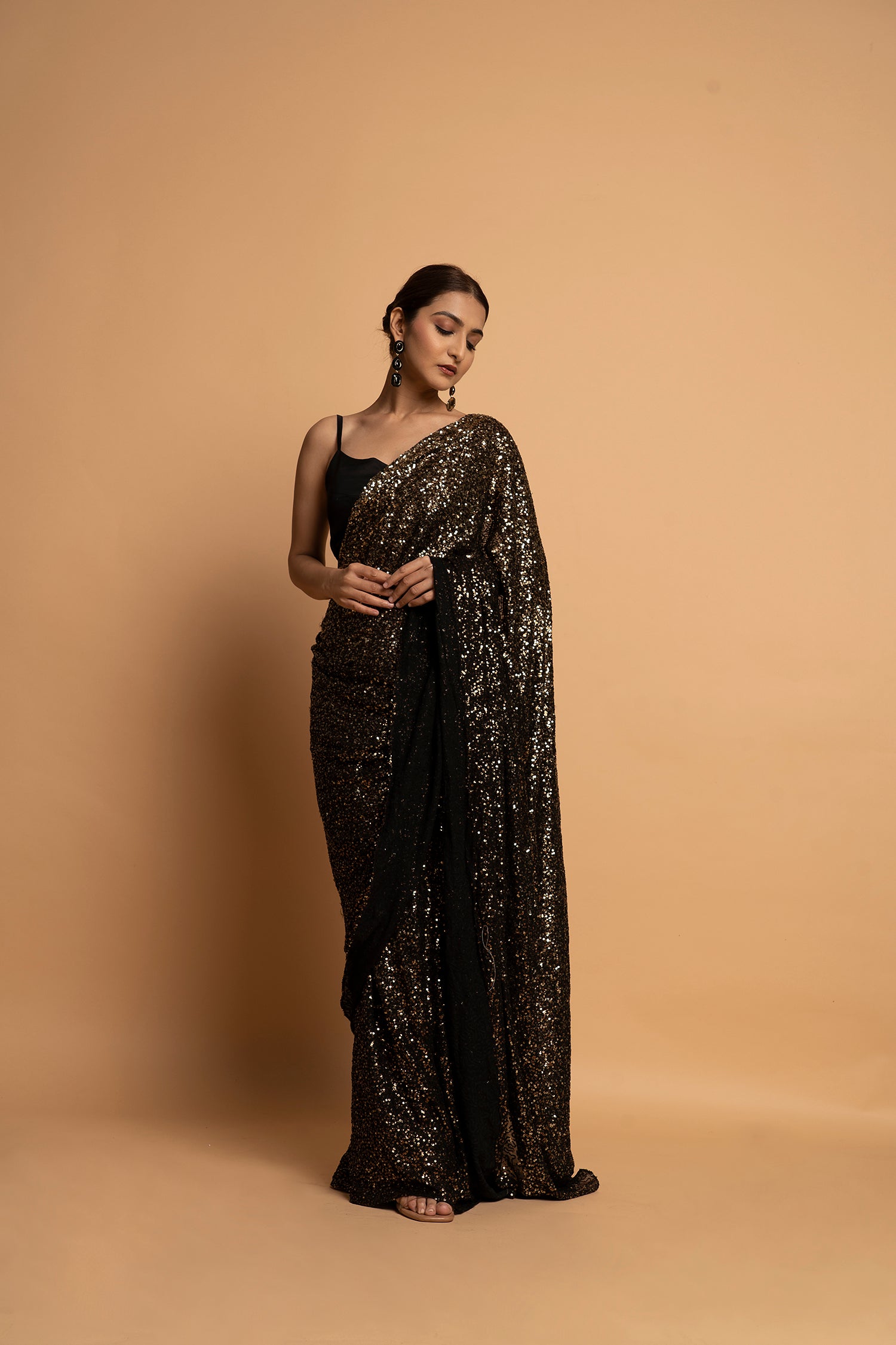 Black Night Pre Draped Saree