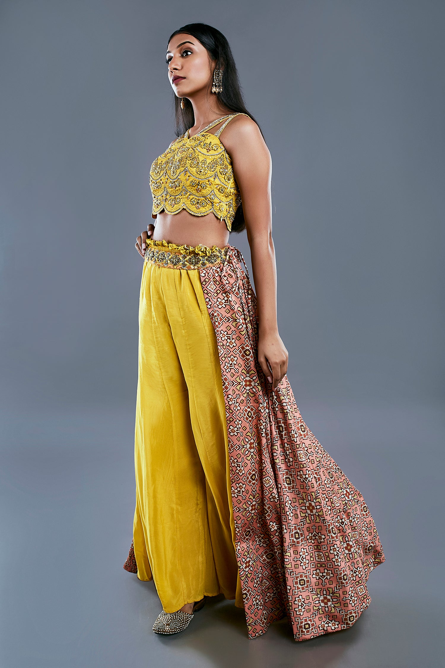 Palazzo And A Printed Half Patola Skirt