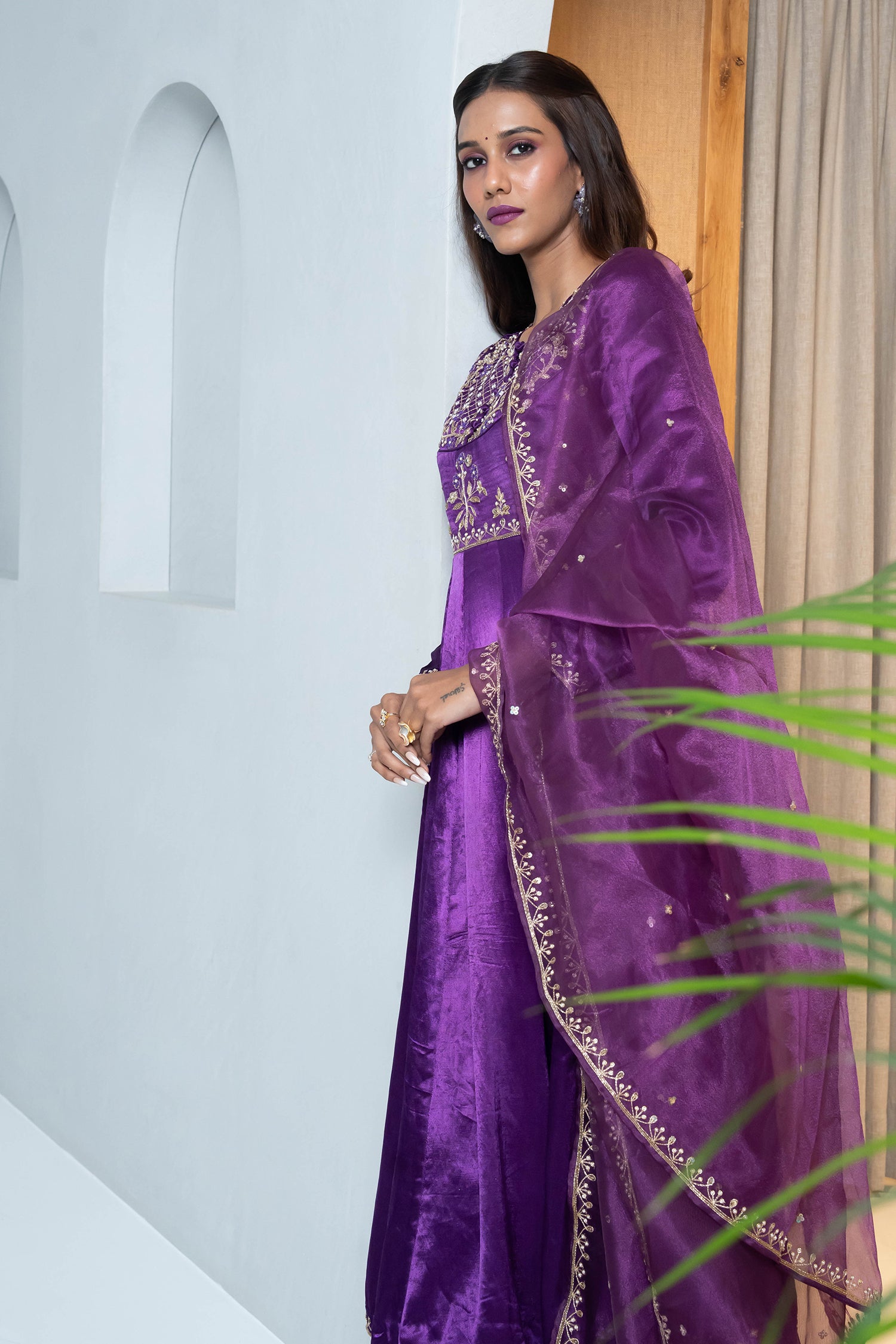 Purple Anarkali Set